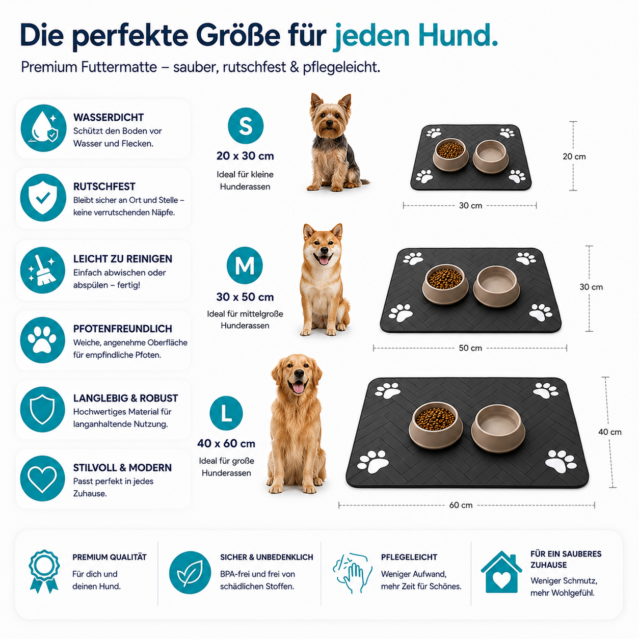 Premium Futtermatte Futtermatte Hund für saubere Futterplätze