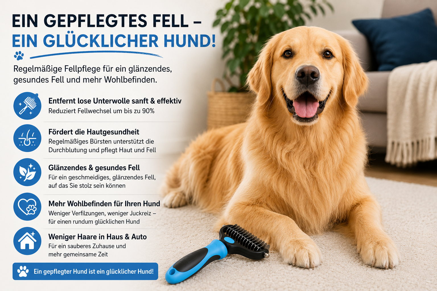 Hundebürste Unterwolle für gepflegtes Hundefell