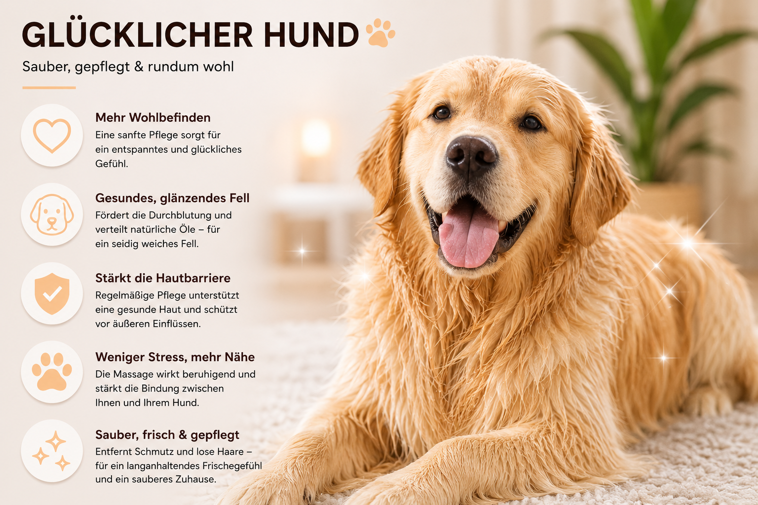 Hund genießt die Fellpflege
