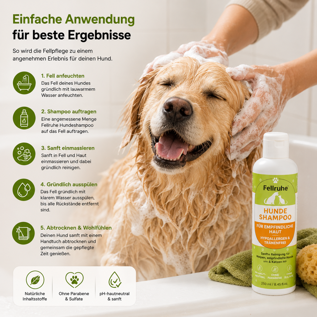 Hundeshampoo Anwendung beim Baden
