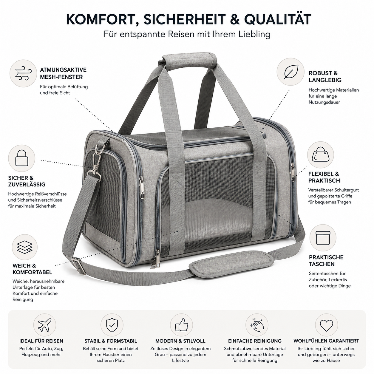 Premium Hundetragetasche für Reisen und Transport
