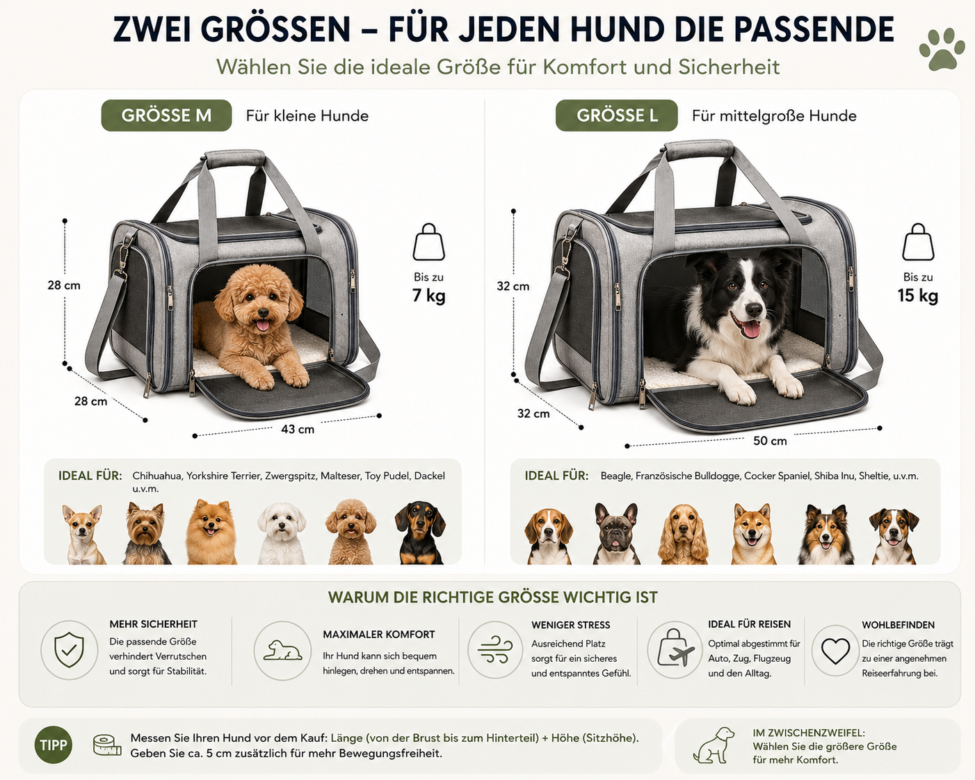 Premium Hundetragetasche in verschiedenen Größen