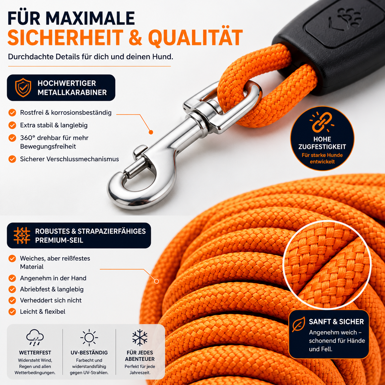 Robuste Trainingsleine Hund im Einsatz