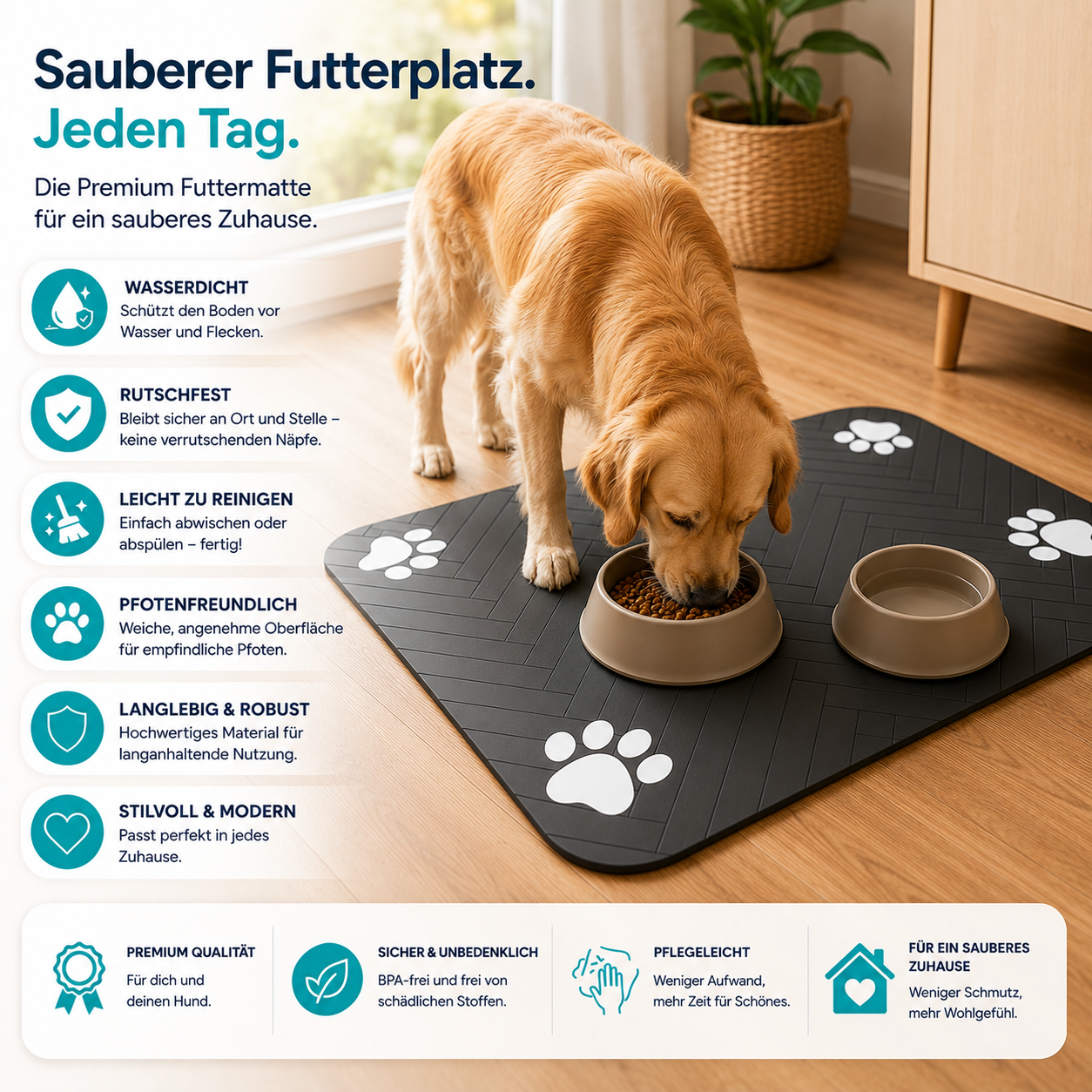 Premium Futtermatte Rutschfeste Futtermatte für Hunde