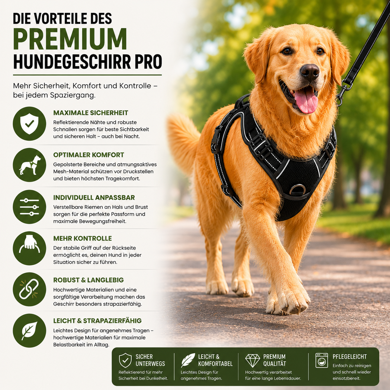 Premium Hundegeschirr Pro für kleine und große Hunde