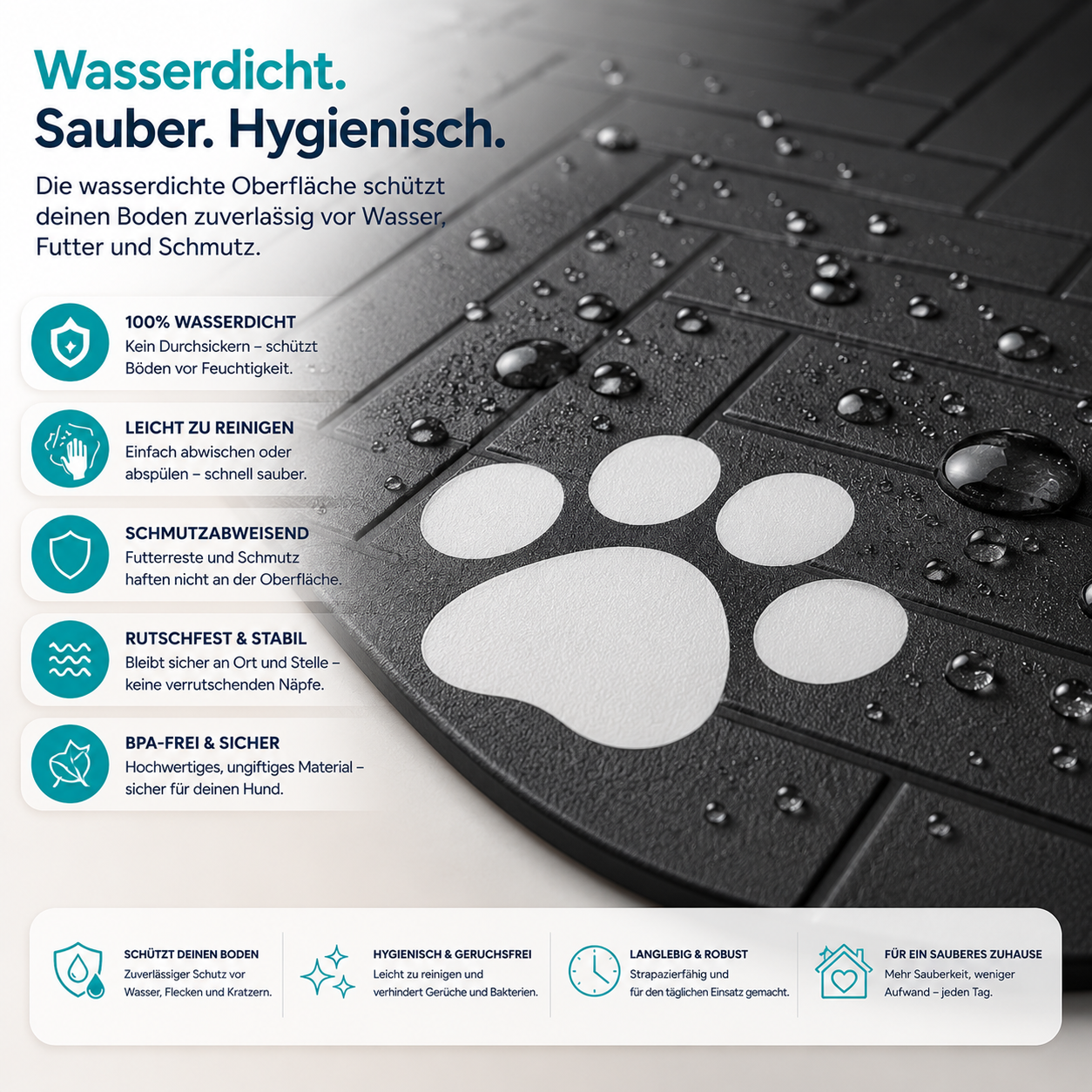Premium Futtermatte Wasserdichte Futtermatte unter Hundenäpfen
